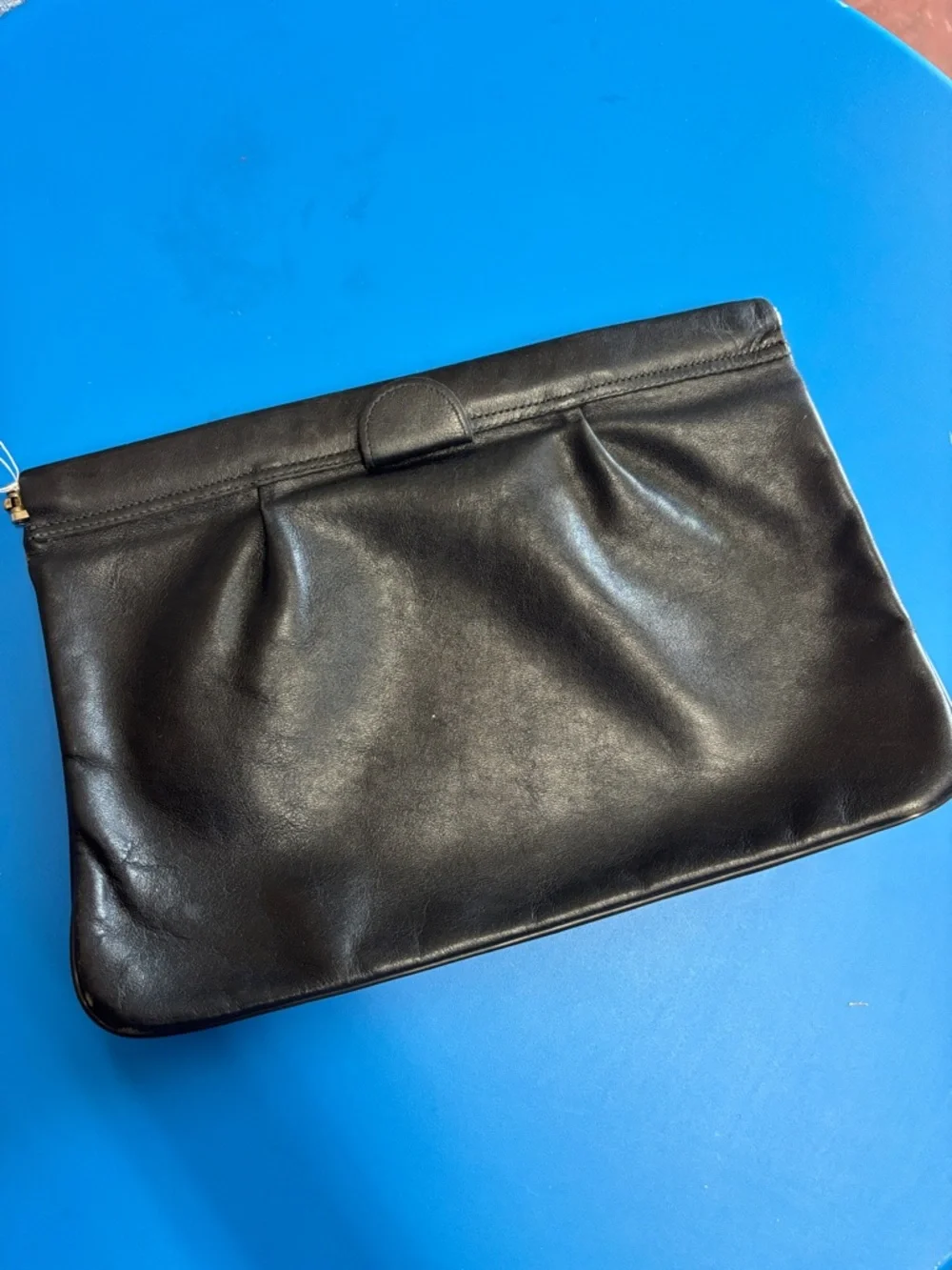 Classic Black Leather Clutch Bag